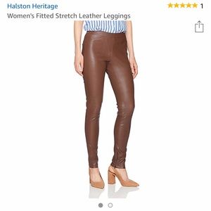 Halston Heritage Leather Leggings Cognac